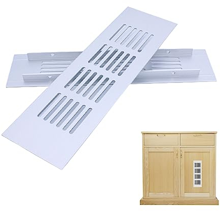 Rejilla de Ventilación,2 Piezas Rejillas de Ventilación de Aluminio,Rejilla Ventilacion Rectangular,Calidad Rejilla de Ventilación Metalica,50x200mm,para Ventilación de Armarios y Dormitorios
