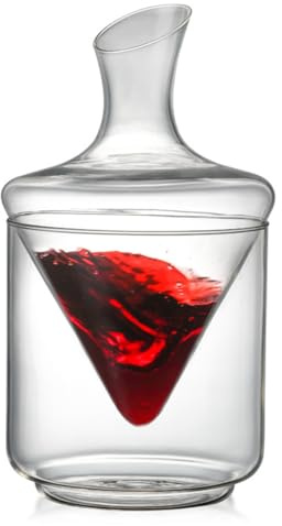 ZYFAB Juego de Enfriador de decantador de Vino con Enfriador de cubitera de Vidrio Jarra de Jarra Respiradero de Vino Tinto para Accesorios de Vino Tinto y Blanco,Clear