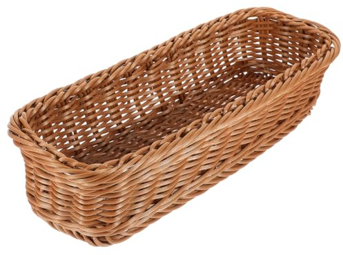 ABOOFAN Panier Tressé Imitation Rotin 11.81X4.33X2.76 Pouces Panier De Rangement Pour Couverts Et Fruits Multifonctionnel Cuisine Salle À Manger