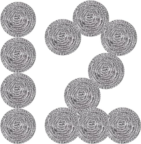 12PCS Steel Wool Scrubber, Heavy Duty Wire Scourer Sponges Stainless Steel Kitchen Cleaning Tools For Cleaning Dish Pots Pans Grills