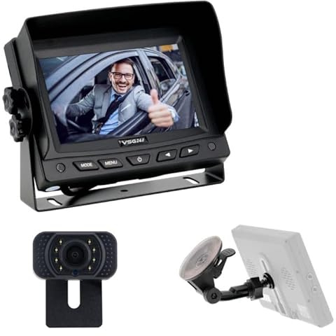 VSG24 5 Zoll Rückfahrkamera Pilot PRO HD inkl. 1080P Nummernschildkamera, Monitor, 7 M Kabel - Wasserdicht Nachtsicht 12V-24V Einfache Montage/Rückfahrsystem für Auto