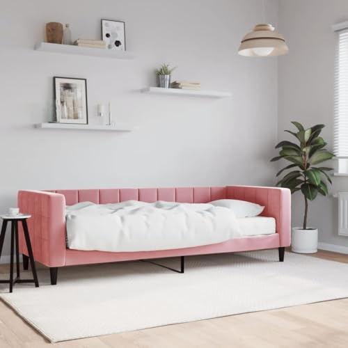 CKioict Palettenbett Modernes Bettgestell Jugendbett Tagesbett mit Matratze Rosa 80x200 cm SamtGeeignet für Gästezimmer, B&Bs, Schlafzimmer
