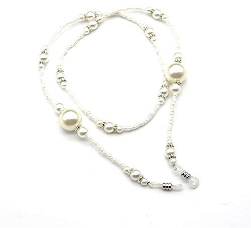 LVUNZJCA Brillenkette Kunststoff-nachgemachte Perlen-Glas-Ketten Gläser Schmuck-Anhänger-hängende Halskette Sonnenbrillenkette(Farbe:Weiß)