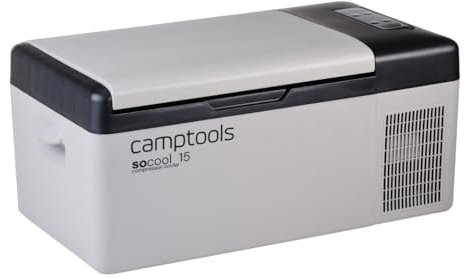 Camptools socool15 Liter tragbare Kompressor-Kühlbox 12V/220V für Auto, LKW, Boot mit Batteriewächter, Kühlleistung -20℃ bis 20℃ perfekt für 1 oder 2 Personen, mit USB-Anschluss