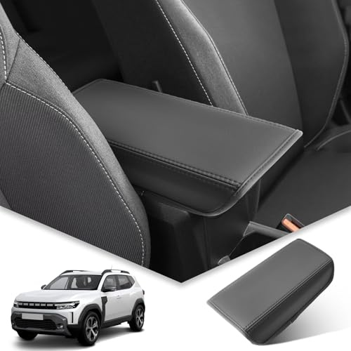 BIBIBO Housse d'accoudoir compatible avec Dacia Duster 2024 2025, housse d'accoudoir Dacia Duster pour console centrale, protection d'accoudoir central, protection des accoudoirs (noir)