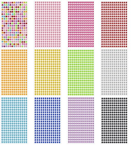 Sularpek 3120 Particles Strass Visage, 12 Feuilles Strass Autocollant, Nail Art, Artisanat Décoration, Maquillage Festival