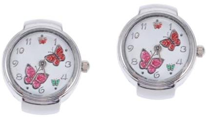 SAFIGLE 2stücke Delicate Butterflies Design Ring Watch Für Frauen Verstellbare Fingeruhr Mit Großem Ziffernblatt Elegantes Schmuckstück Für Alltag Und Besondere Anlässe