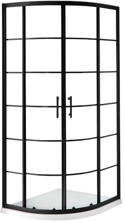 MILANO Black Grid Quadrant Shower Enclosure White Tray 900 x 900mm