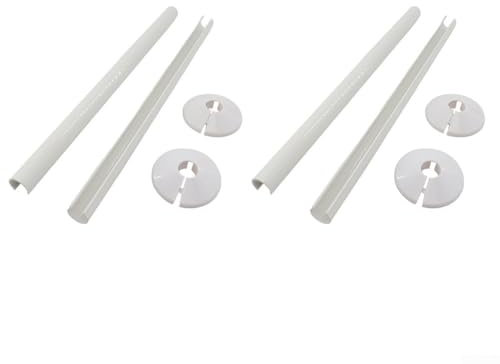 Zilimontt 4 White Plastic Radiator Pipe Covers,15 X 300Mm Radiator Pipes,Radiator Floor for RING And Pipe Sleeve,For Towel Rail Radiators Pipe Covers And Collars
