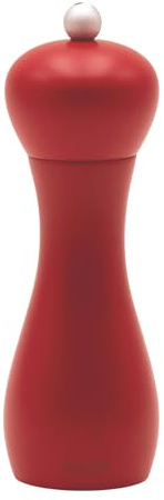 Macina Pepe Manuale Rimini in Legno di Faggio Laccato Burgundy 18 cm, Macinino Manuale Pepe con Macina in Acciaio Temprato, Trita Pepe Resistente, Elegante e Made in Italy - BISETTI (Burgundy Opaco)