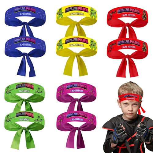 10 ninja-pannband för barn, ninjafest, Halloween, födelsedag, gästgåvor, karate, jul