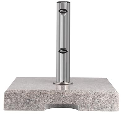 Sekey Granit Sonnenschirmständer mit Edelstahlrohr, Hochwertiger Sockel, für Schirmstöcke bis 32-48 mm, Balkonschirmständer 30KG Quadratisch