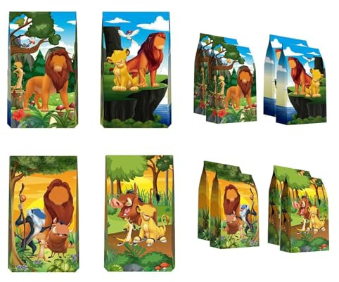 Löwen King Geschenktüten, 12 Stück Papiertüte Mit Der Löwen Aufdruck | Papiertüten Kindergeburtstag, Papier Geschenktüten, Zum Verpacken Von Geschenken, Kindergeburtstag, Party Süßigkeiten