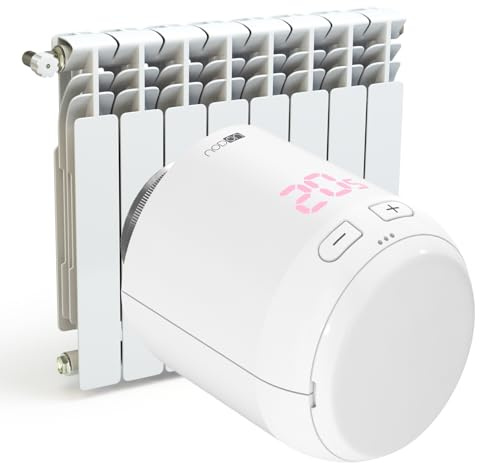 NodOn - Zigbee 3.0 - Tête de vanne thermostatique, gestion chauffage pièce par pièce, économies d’énergie, installation facile, verrouillage touches, compatible Home Assistant, Homey, Jeedom, Z2M, ZHA