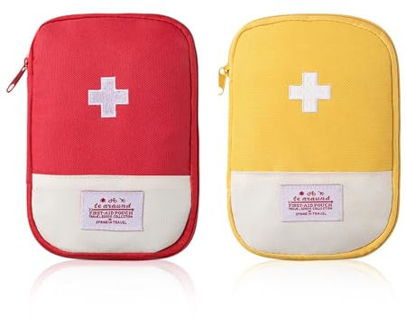SnKaoyT 2-teiliges tragbares Erste-Hilfe-Set, Reisemedizintasche, für Notsituationen zu Hause, im Büro, auf Reisen, Mini-Erste-Hilfe-Tasche