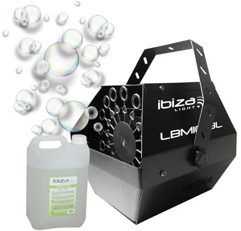 Ibiza Light LBM10BAT-BL - Macchina per bolle con batteria ricaricabile, 1 l, per matrimonio, battesimo e bambino