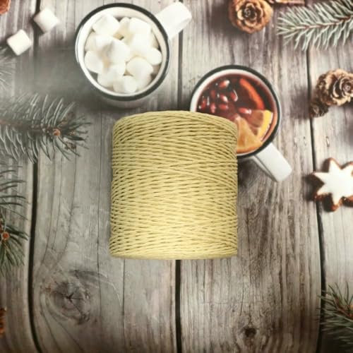 XDMING Hilo de Rafia, Papel de Paja, Fibra de Lino Natural para Manualidades de Crochet, Material para Tejer a Mano, Sombrero de Verano, Bolso, Cartera, Manta, Cesta