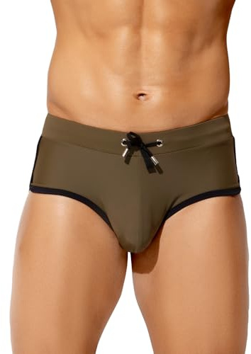 Mauro Kane Costume Uomo Slip da Bagno con Coulisse Regolabile - Slip Sportivi per Nuoto Spiaggia Mare Piscina Verde Scuro XL