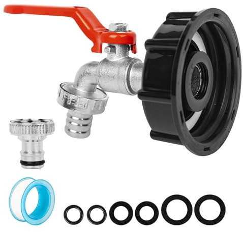 IBC Tap IBC Tank Fittings - 1/2 inch Brass Alloy IBC Tank Tap, IBC Hose Connector Adapter IBC Tank Valve for S60x6 IBC Water Tank Container