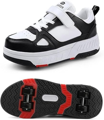 Wttagkl Roller Skate Shoes Rollschuhe Schuhe Mit Rollen Skateboardschuhe,Inline-Skate, verstellbar Damen Schuhe mit Rollen für mädchen,Laufen Skateboard,Inline Rollschuhe,Schwarz-38 EU