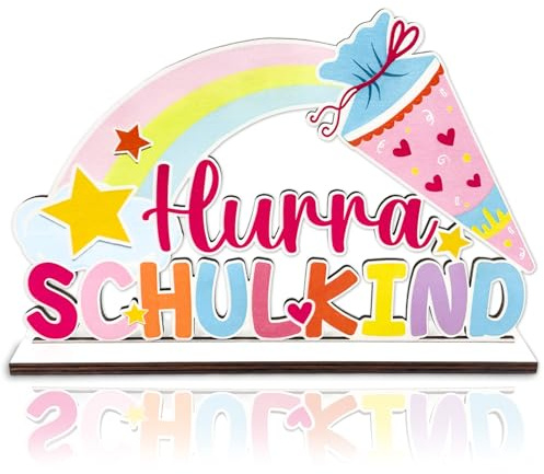 Tischdeko Einschulung Deko, Schulkind Deko Holzschriftzug | Tischdekoration zum Schulanfang Mädchen Schuleinführung Deko Einschulung Mädchen