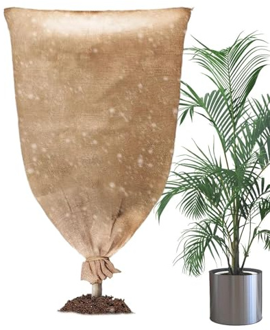 Sacos de yute para plantas, resistentes fundas de protección de invierno, bolsas de yute reutilizables, con cordón, transpirables, para jardín, verduras, flores, árboles, patio, nieve, lluvia