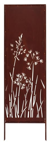 Kapaga - Sichtschutz Metall - 160x50 cm - Edelrost - Rostoptik, Patina | für Garten und Terrasse - Corten, Sichtschutzelement - Sichtschutzwand - Gartendekoration Zaun - Rost (Pusteblumen)