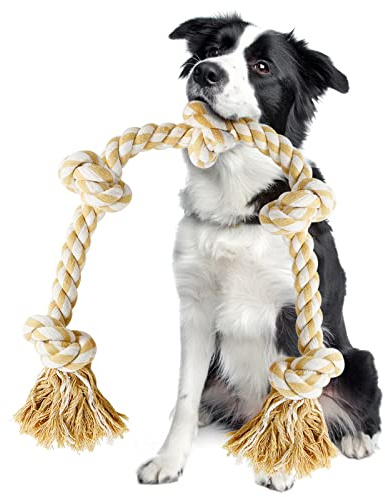 Muiltvoe Rope Dog Toy for Large Dogs, XL Indestructible, 35 Inch Strong knotted Dog Interactive Rope Chew Toy for Aggressive Chewers
