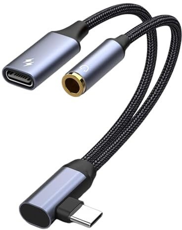 Renchey Adaptador de Auriculares a USB C,Conector de Jack a USB C 2 en 1 | Conector Convertidor para Cargar | para Hombre Y Mujer