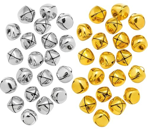 200 Stück Glöckchen Zum Basteln, Kleine Glöckchen, 100 Gelb Und 100 Silber, 12 mm Mini Glöckchens, Für Weihnachtsdekoration, DIY Basteln, Festdekoration, Schmuckaccessoires
