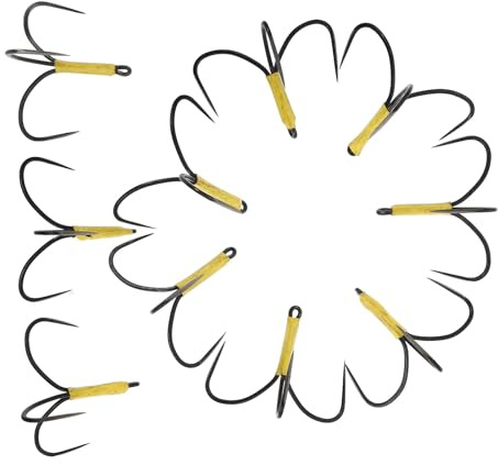 LOEFLIFA 10 pièces Hameçons Triples Triangulaires Acier Inoxydable pour Eau Douce et Mer Porte-appâts Robuste pour Carpe et Truite Matériel de Fiable