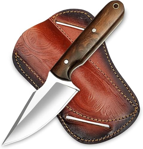 Novahaven Handmade Edc Skinning Knife 7 Inch Fixed Blade Hunting Kniives- Hand Forged Full Tang Knives for Hunting, Outdoor Camping, Hiking, Fishing, Bushcraft Knives with Leather Sheath