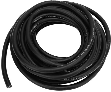 Alomejor Cavo Automobilistico Calibro 8, Flessibile, Isolato, Facile Installare, per Autoradio, Illuminazione, Altoparlante, Cavo CCA 25 Piedi (BLACK)