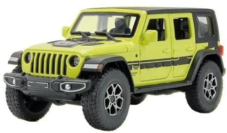 1:32 per Wrangler Simulazione Veicoli Giocattolo Modello Suono e luce Ammortizzatori Giocattoli in Lega Collezione Batteria non inclusa(Green)