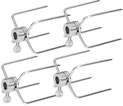 Set di 4 forchette per girarrosto a lunga durata, facili da pulire, forchette per carne, adatte per barbecue in interni ed esterni, forchette per girarrosto