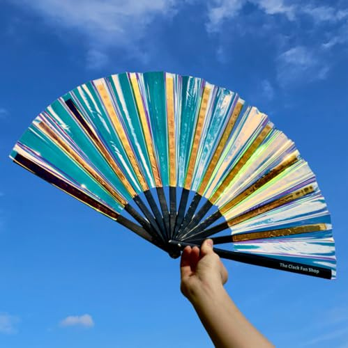 Iridescent Clack Fan (Black Handle), Bamboo Hand Fan