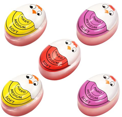 Egg Timer, Egg Timers for Boiling Eggs, Boiled Egg Timer for Cooking, Kitchen Timers for Cooking, 5 Colour Changing Egg Timers with Red Yellow Purple