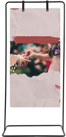 Support de plaque de mariage, chevalet réglable en hauteur, 80 x 50 x 175 cm, avec 4 boucles, noir, pour panneaux de bienvenue, affiches, publicités et événements