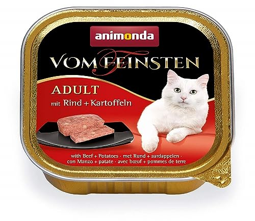 animonda vom Feinsten Katzenfutter nass mit Rind + Kartoffeln (32 x 100g), getreidefreies Katzenfutter nass ohne Zucker, mit frischen, fleischigen Zutaten