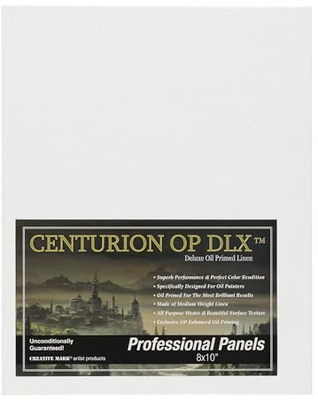 Centurion Deluxe Professional Oil Primed Archival Linen Panels - Enhanced Oil Priming for Superb Performance & Color Retention - [6 Pack - 8x10]