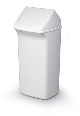 Durable Abfallbehälter mit Schwingdeckel Durabin Flip, 40 Liter, 1 Stück, weiß, 1809798010 | Rechteckiger Abfalleimer aus Kunststoff, abnehmbarer Deckel, Maße 320 x 747 x 366 mm, 40 l Volumen