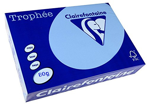 Clairefontaine 1972C - Ries mit 500 Blatt Druckerpapier / Kopierpapier Trophée, DIN A4 (21x29,7 cm), 80g, Lavendelblau Pastellfarbe, 1 Ries