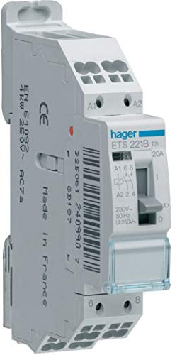 contacteur modulaire - jour/nuit - 20a - 2 contacts nf - 230v - hager ets221b