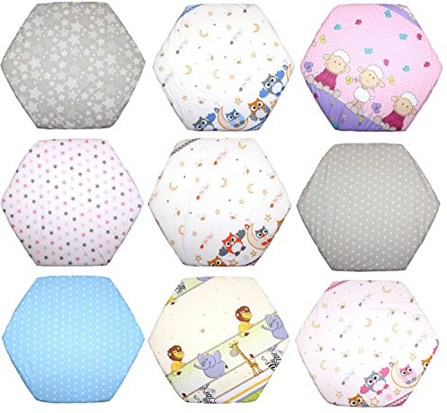 Spannbettlaken für 6-eck Laufgitter Matratze 120x105 cm Baby Kinder Laufstall Baumwolle D27