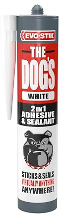 EVO-STIK THE DOG'S Hybrid Adhesive & Sealant – 2-in-1, Paintable, Waterproof, UV Resistant – For Interior & Exterior Use – White – 290ml