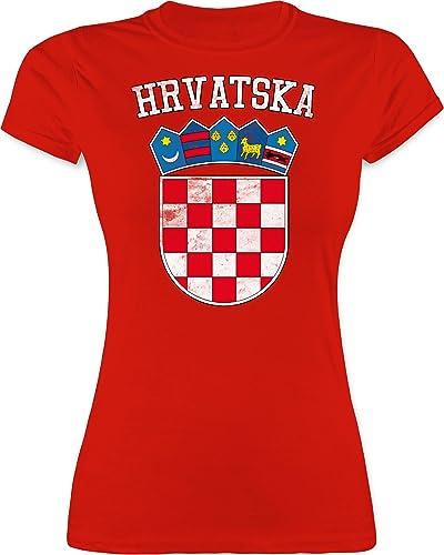 Shirtracer - Shirt Damen - Fußball EM WM - Kroatien Wappen Hrvatska Krotatisch