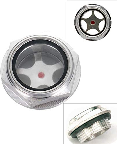 SagaSave 2 pezzi per compressore d'aria in alluminio con filettatura maschio trasparente per olio per compressore d'aria (26 x 1,5)
