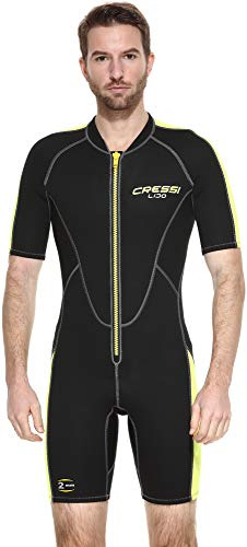 Cressi Lido Man Shorty Wetsuit 2mm - Muta Shorty per Snorkeling, Nuoto e Sport Acquatici, in Neoprene Ultra Stretch 2mm, per Uomo, Nero/Giallo, XS