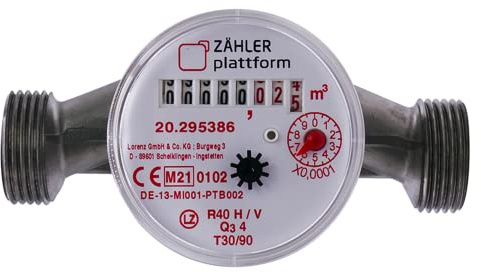 ZÄHLER plattform Medidor de agua caliente de chorro de flujo nominal Qn 2,5, conexión de 1 pulgada, longitud de construcción 130 mm calibrado 2025 válido hasta 2031 contador de agua de superficie