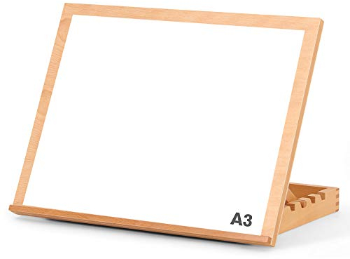 Create Lee - Cavalletto da tavolo A3 e postazione di lavoro artigianale, regolabile, in legno di faggio massiccio, per disegnare, dipingere, fare schizzi o esporre